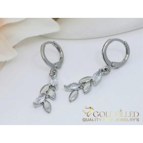   Gold-Filled Hypoallergenic Leaf Earrings 35mm Rhodium 14K color color	