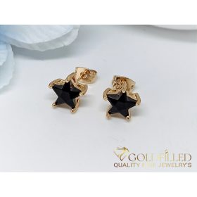   Gold-Filled Hypoallergenic Stud Earrings with Black Stone 9mm 18K color	