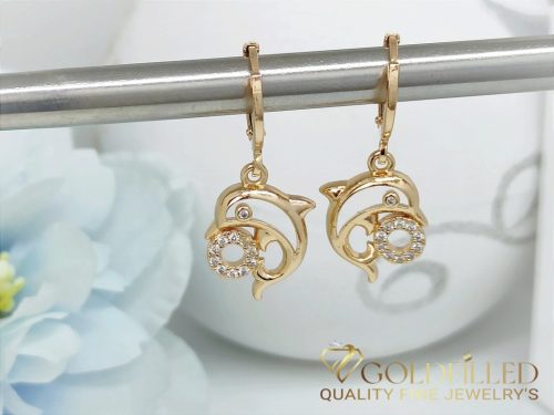 Gold-Filled Hypoallergenic Dolphin Earrings 28mm 18K color	